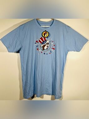 Buc-ees Sweet Land of Liberty Shirt L Large Blue 4th of July Uncle Sam Graphic